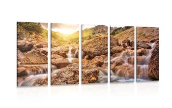 5-częściowy obraz wodospady wysokogórskie - 100x50