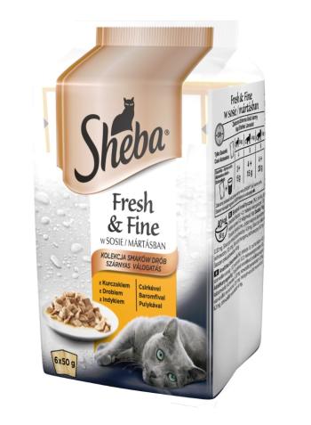 SHEBA Fresh &amp; Fine 72x50g karma dla kotów w sosie (z kurczakiem, z drobiem, z indykiem)