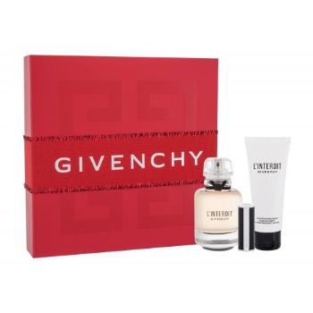 Givenchy L´Interdit zestaw Edp 80 ml + Mleczko do ciała 75 ml + Pomadka Le Rouge 1,5 g 333 L´Interdit dla kobiet Uszkodzone pudełko