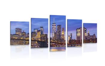 5-częściowy obraz most w Brooklynie - 100x50