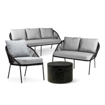 Zestaw mebli ogrodowych North z 2-osobową i 3-osobową sofą i stolikiem Loris ø 60 cm
