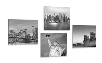 Zestaw obrazów Nowy Jork w wersji czarno-białej - 4x 60x60