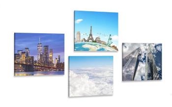Zestaw obrazów widok na drapacze chmur w Nowym Jorku