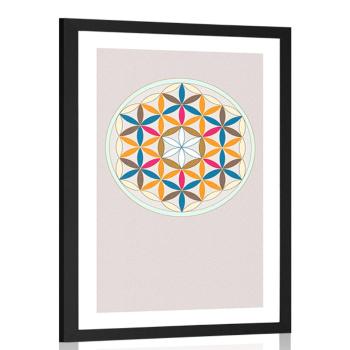 Plakat z passepartout kolorowa Mandala - 20x30 white