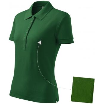 Damska prosta koszulka polo, butelkowa zieleń, XL