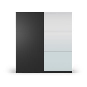 Czarna szafa z lustrem i drzwiami przesuwnymi 200x215 cm Lisburn – Cosmopolitan Design