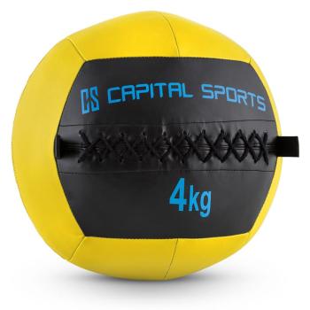 Capital Sports Wallba 4, piłka lekarska, wall ball, 4 kg, skóra syntetyczna, żółta