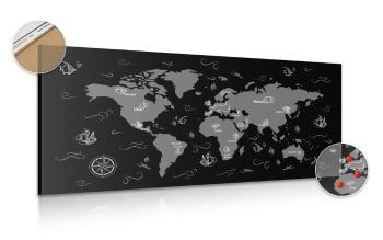Obraz na korku ciekawa czarno-biała mapa - 120x60  wooden