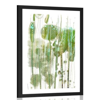 Plakat passepartout zielona abstrakcja drzew - 30x45 white