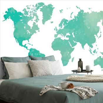 Samoprzylepna tapeta mapa świata w zielonym odcieniu - 375x250