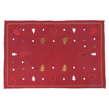 Zestaw 6 czerwonych świątecznych mat stołowych Villa d'Este Xmas Tree, 30x45 cm
