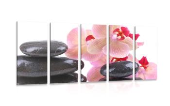 5-częściowy obraz kamienie SPA i orchidea