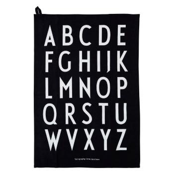 Czarna bawełniana ściereczka Design Letters Alphabet, 40x60 cm