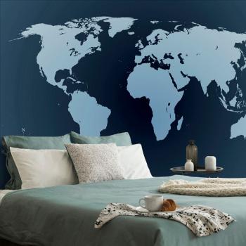 Samoprzylepna tapeta mapa świata w odcieniach niebieskiego - 225x150