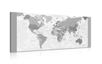 Obraz szczegółowa mapa świata w wersji czarno-białej - 100x50