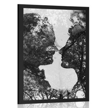 Plakat obraz miłości w czerni i bieli - 30x45 silver