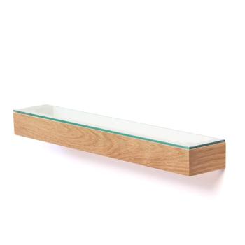 Półka z drewna dębowego ze szklanym blatem Wireworks Mezza, 55 cm