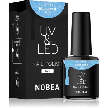 NOBEA UV & LED Nail Polish zelowy lakier do paznokcji z UV / przy użyciu lampy LED błyszczący odcień Blue bead #16 6 ml