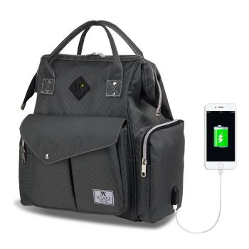 Antracytowy plecak dla mam z USB My Valice HAPPY MOM Baby Care Backpack