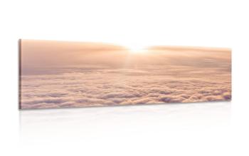 Obraz zachód słońca z okna samolotu - 120x40