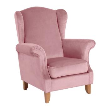 Różowy aksamitny fotel Max Winzer Verita Velvet