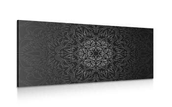 Obraz Mandala ornamentalna w wersji czarno-białej - 120x60