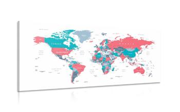Obraz mapa świata z pastelowym akcentem - 100x50