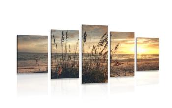 5-częściowy obraz zachód słońca na plaży - 200x100