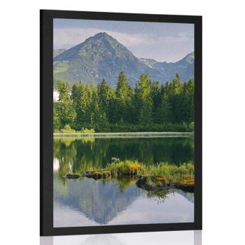 Plakat piękna panorama gór nad jeziorem - 40x60 silver
