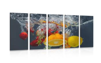 5-częściowy obraz owoce w wodzie - 100x50
