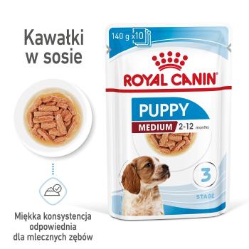 ROYAL CANIN Medium Puppy karma mokra w sosie dla szczeniąt do 12 miesiąca, ras średnich 140 g