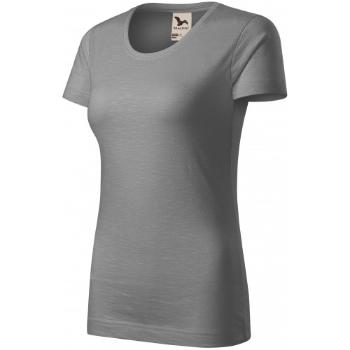 T-shirt damski, teksturowana bawełna organiczna, stare srebro, XL
