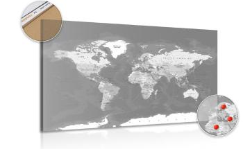 Obraz na korku stylish vintage black and white world map - 90x60  metallic