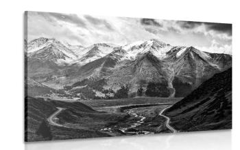 Obraz piękna górska panorama w wersji czarno-białej - 90x60