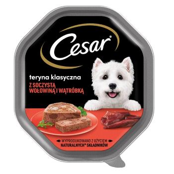 CESAR tacka 14x150 g  mokra karma pełnoporcjowa dla dorosłych psów teryna z soczystą wołowiną i wątróbką