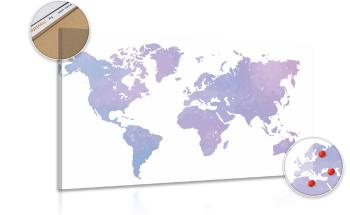 Obraz piękna mapa świata na korku - 90x60  color mix