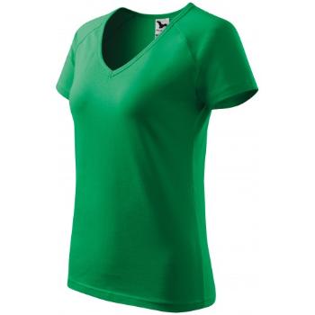Damska koszulka slim fit z raglanowym rękawem, zielona trawa, M