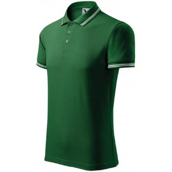 Męska koszulka polo w kontrastowym kolorze, butelkowa zieleń, L