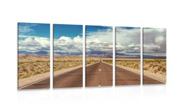 5-częściowy obraz droga na pustyni - 100x50