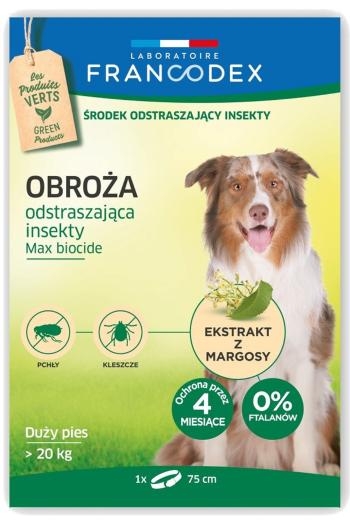 FRANCODEX Obroża dla dużych psów powyżej 20 kg odstraszająca insekty - 4 miesiące ochrony, 75 cm