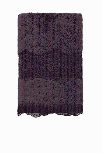 Ręcznik STELLA 50x100cm z koronką Śliwkowy