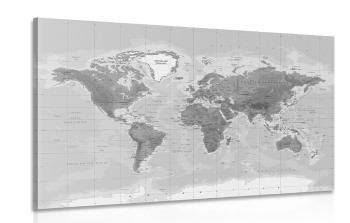 Obraz piękna czarno-biała mapa świata - 60x40