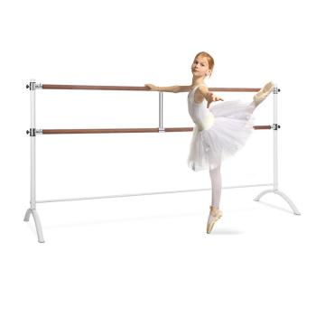 KLARFIT Barre Marie, podwójny drążek baletowy, 220 x 113 cm, średnica 2 x 38 mm, biały