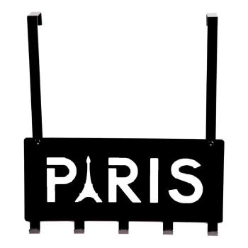 Czarny wieszak na drzwi z 5 haczykami Compactor Paris