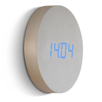 Szary zegar ścienny z niebieskim wyświetlaczem LED Gingko Round Clock