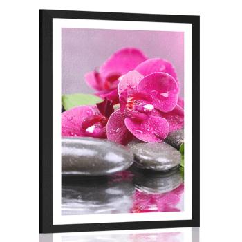 Plakat z passe-partout orchidea z nutą relaksu - 30x45 black