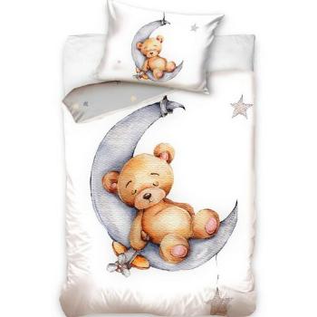 Dziecięca pościel bawełniana do łóżeczka Niedźwiadek Sen na księżycu, 100 x 135 cm, 40 x 60 cm