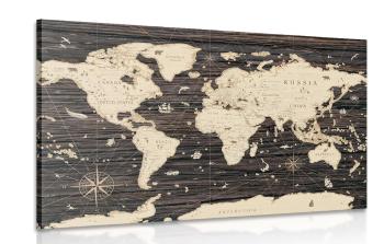 Obraz mapa na drewnianym tle - 120x80