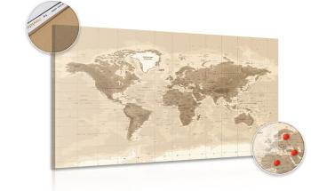Obraz na korku piękna mapa świata w stylu vintage - 90x60  color mix