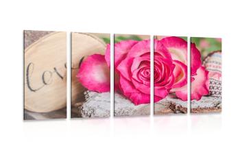 5-częściowy obraz róża Love - 100x50